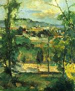 Paul Cezanne Dorf hinter den Baumen, Ile de France France oil painting artist